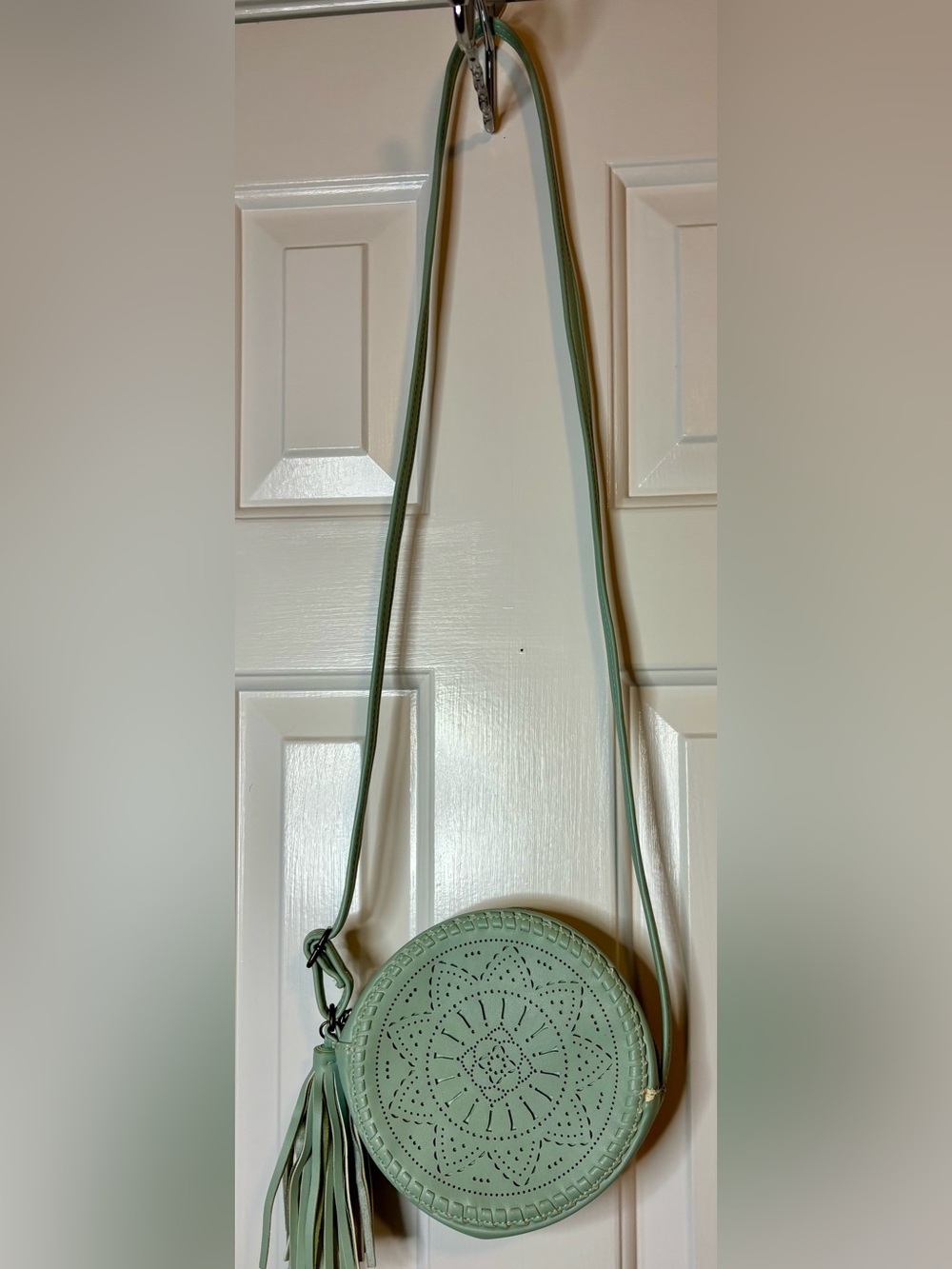 art class Mint Green Round Crossbody purse bag with Tassel